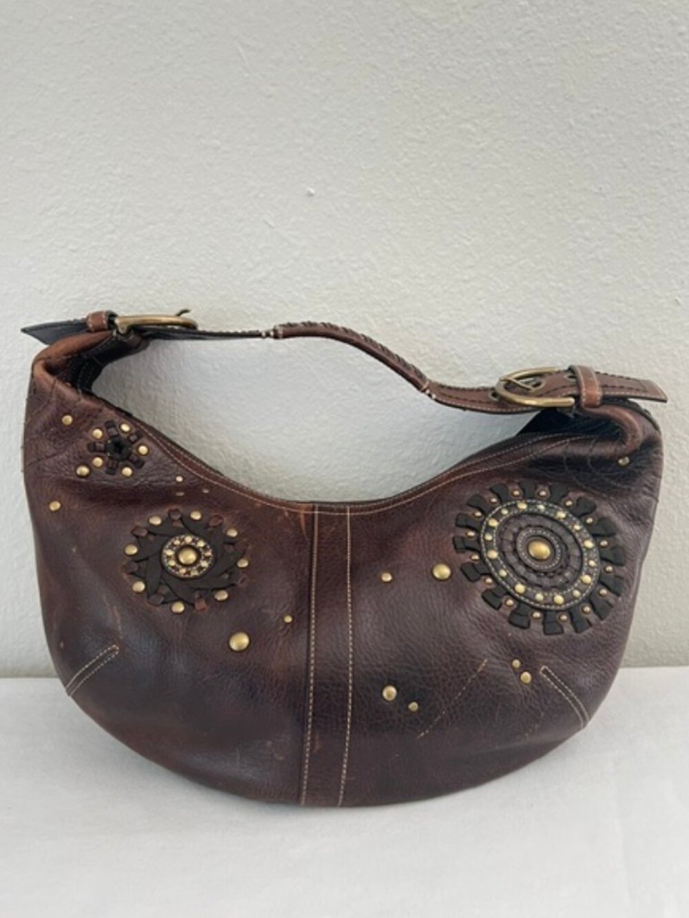 Coach 10063 Vintage Mia Brown Soho Leather Shoulder Bag/Hobo w/Embellishments